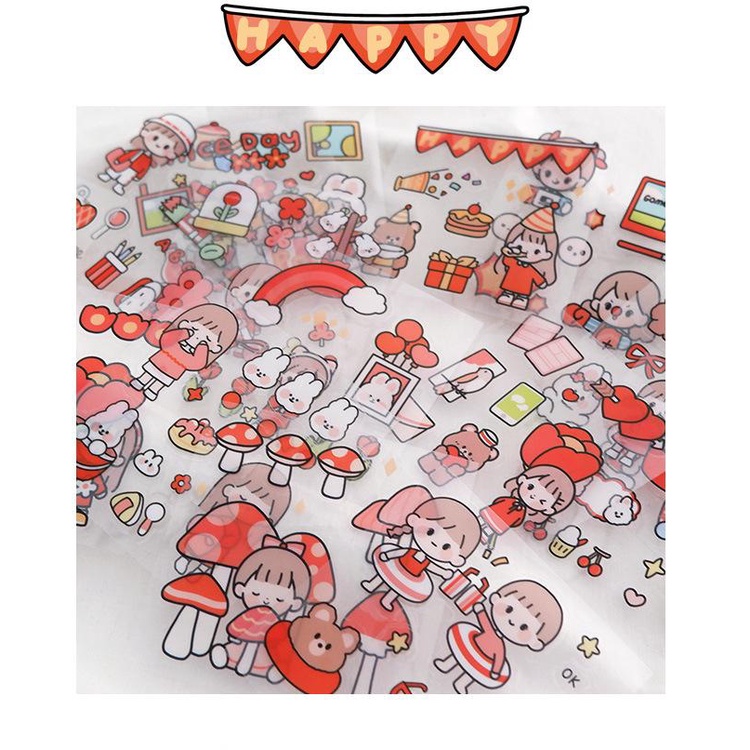 PVN51278 Sticker cute trang trí dán tập vở, bình nước, bút nước