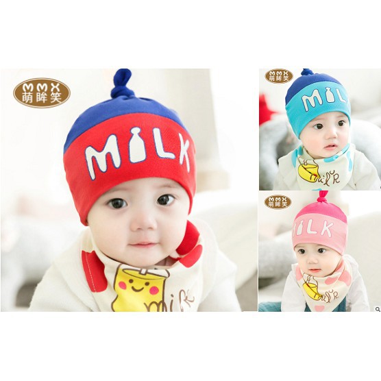 Bộ khăn và mũ cotton MILK cho bé sơ sinh chất dày dặn cực đẹp (Hoàn hàng nếu sản phẩm khác mô tả)