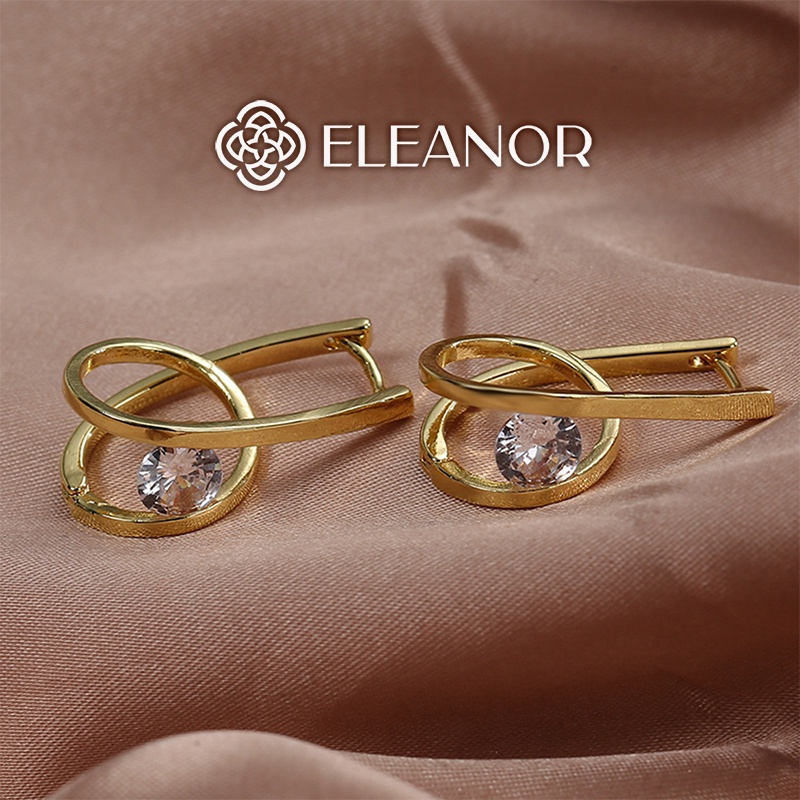 Bông tai nữ chuôi bạc 925 Eleanor Accessories vòng xoắn phụ kiện trang sức đính đá thời trang thanh lịch