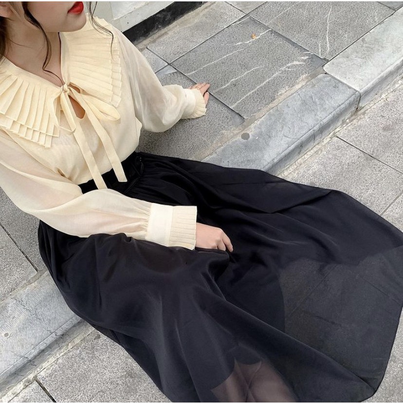 Áo voan kiểu nữ tay dài