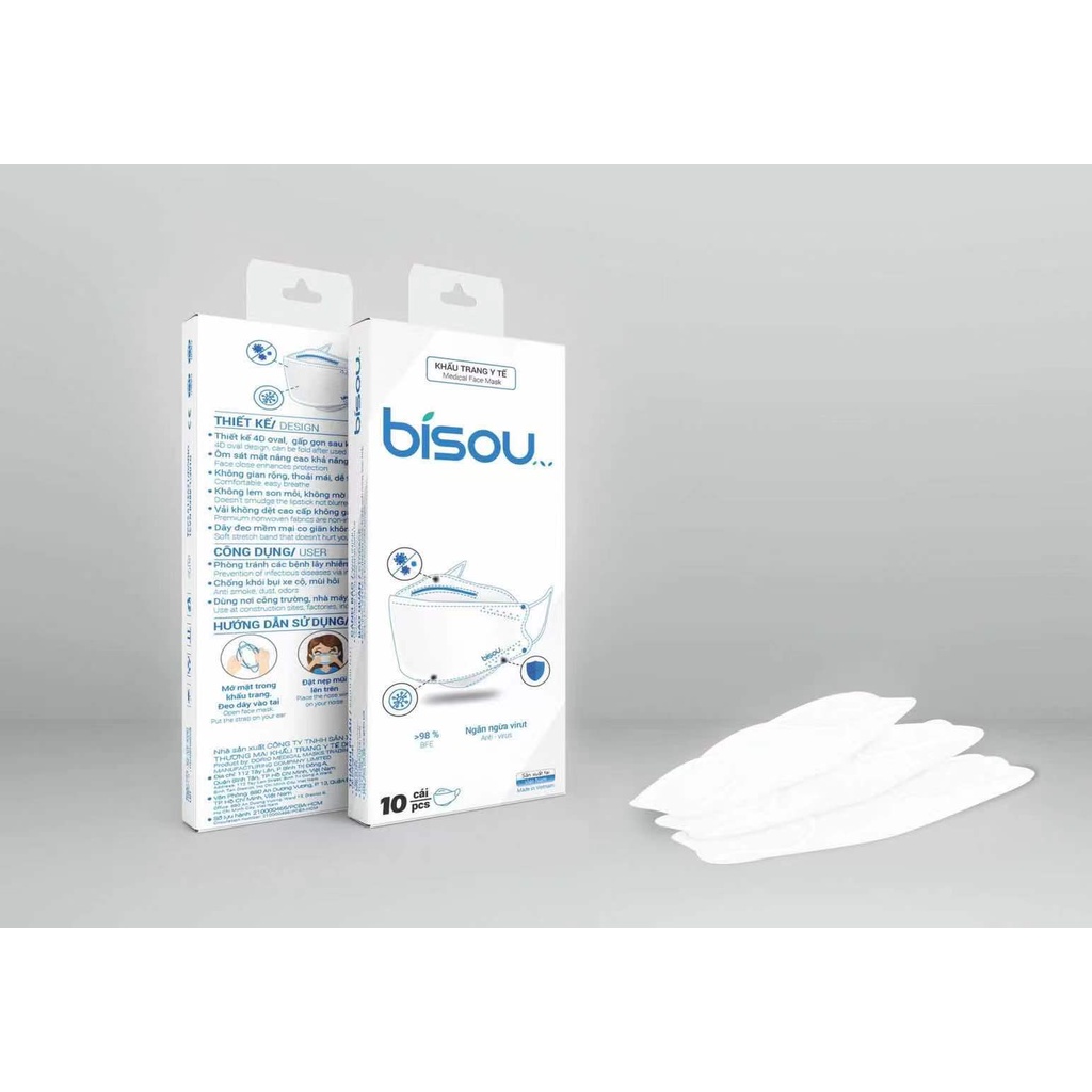 KHẨU TRANG KF94 BISOU THIẾT KẾ 4D LỌC KHUẨN BỤI MỊN | BigBuy360 - bigbuy360.vn