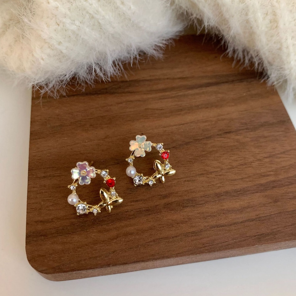 Khuyên Tai Hình Vỏ Sò/Hoa Hồng Đính Đá Zircon/Ngọc Trai/Hoa Hồng Lãng Mạn Nữ Tính