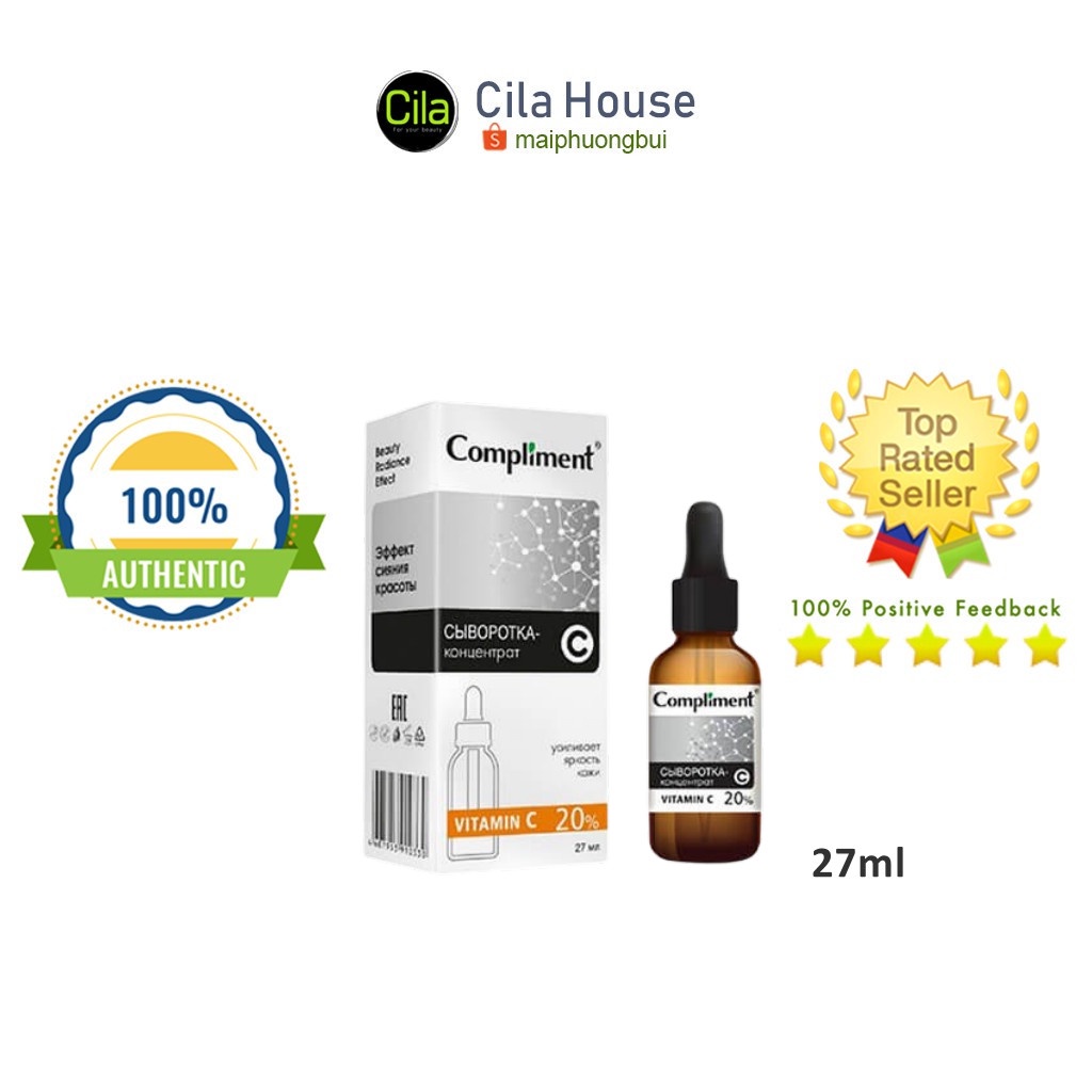 Serum Compliment 20% Vitamin C dưỡng trắng, mờ thâm 27ml - Cila House