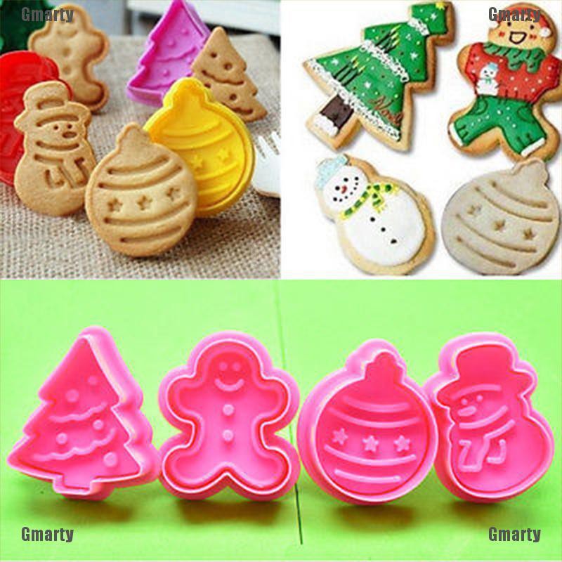 Set 4 Khuôn Nhấn Bánh Cookie Hình Giáng Sinh Dễ Thương