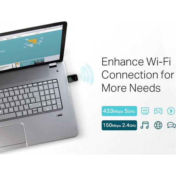 TP-Link Archer T2U - USB Thu sóng wifi không dây AC600 Archer T2U Nano - HÀNG CHÍNH HÃNG - BẢO HÀNH 24 THÁNG