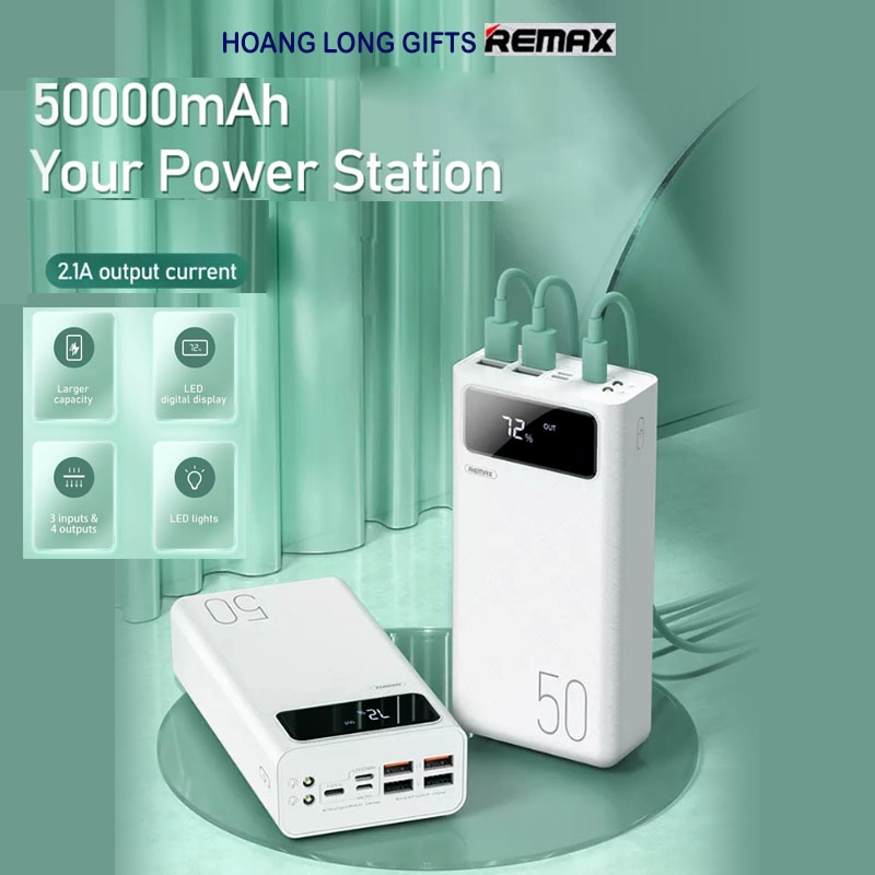 Pin Sạc Dự Phòng 30000/40000/50000 mah Remax 4 Cổng Sạc Usb - Tích Hợp Led - Đèn Pin