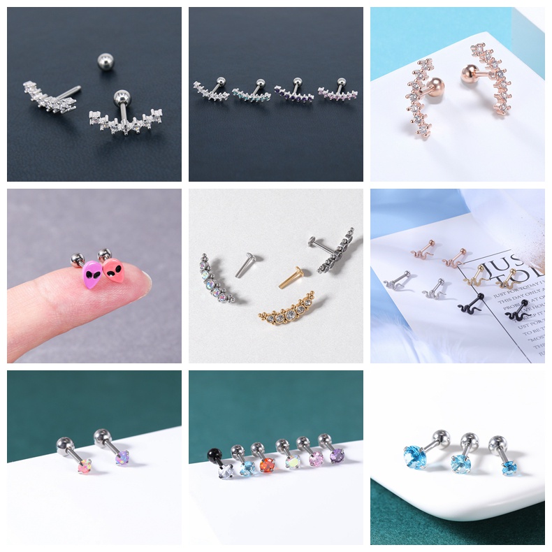 Set 1 / 3 Khuyên Tai Tròn Dạng Rắn Bằng Thép Không Gỉ Nhiều Màu Sắc