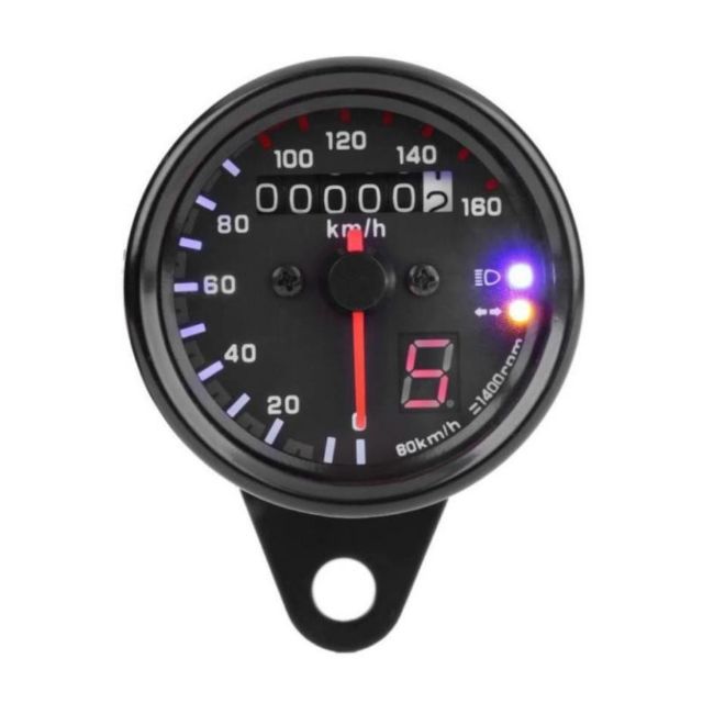 ĐỒNG HỒ CLASSIC ĐO KM CÓ 2 ĐÈN BÁO CHỨC NĂNG | HÀNG CAO CẤP CHUYÊN ĐỘ XE CAFERACER , TRACKER, BOBBER