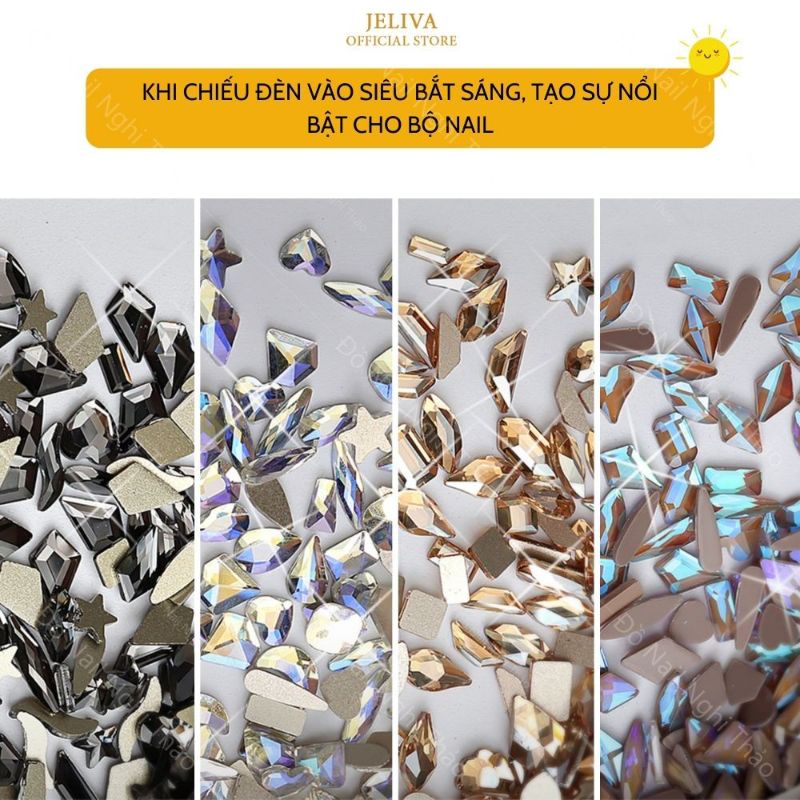 Đá khối chân bằng nail túi mix 100 viên 50 viên đính móng