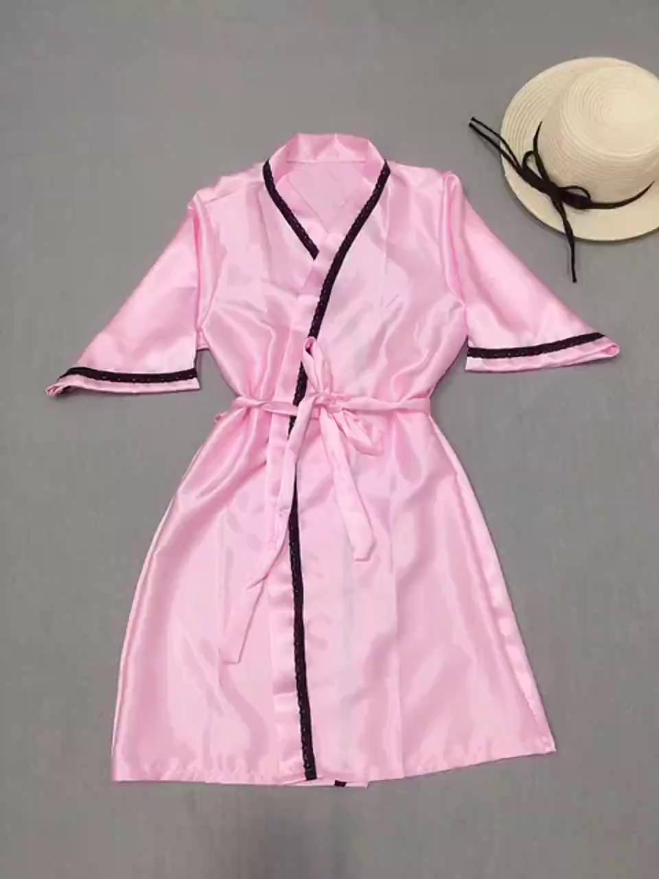 Áo choàng phối ren nhỏ gợi cảm, Áo choàng ngủ phi lụa mềm mát phối ren dễ thương nhiều màu | BigBuy360 - bigbuy360.vn