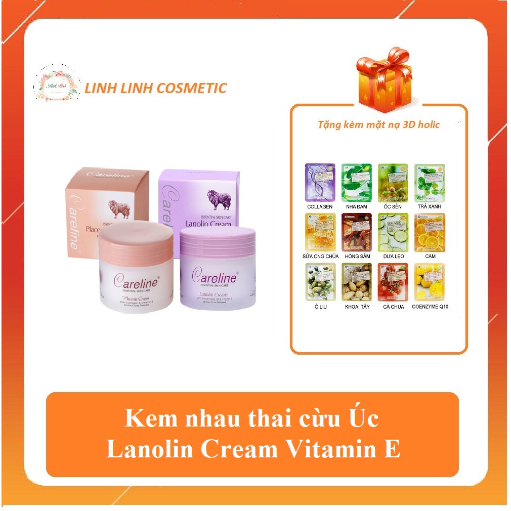 (tặng kèm mặt nạ 3D) Kem nhau thai cừu Úc Lanolin Cream Vitamin E 100ml