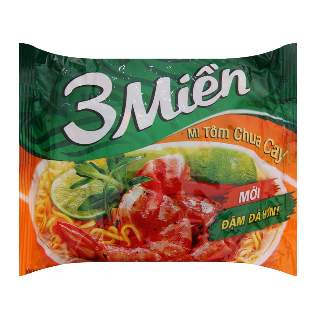 Mì 3 Miền Reeva các loại 65g / tôm hùm / tôm chua cay / bò sợi phở/ chay lá đa (91235)