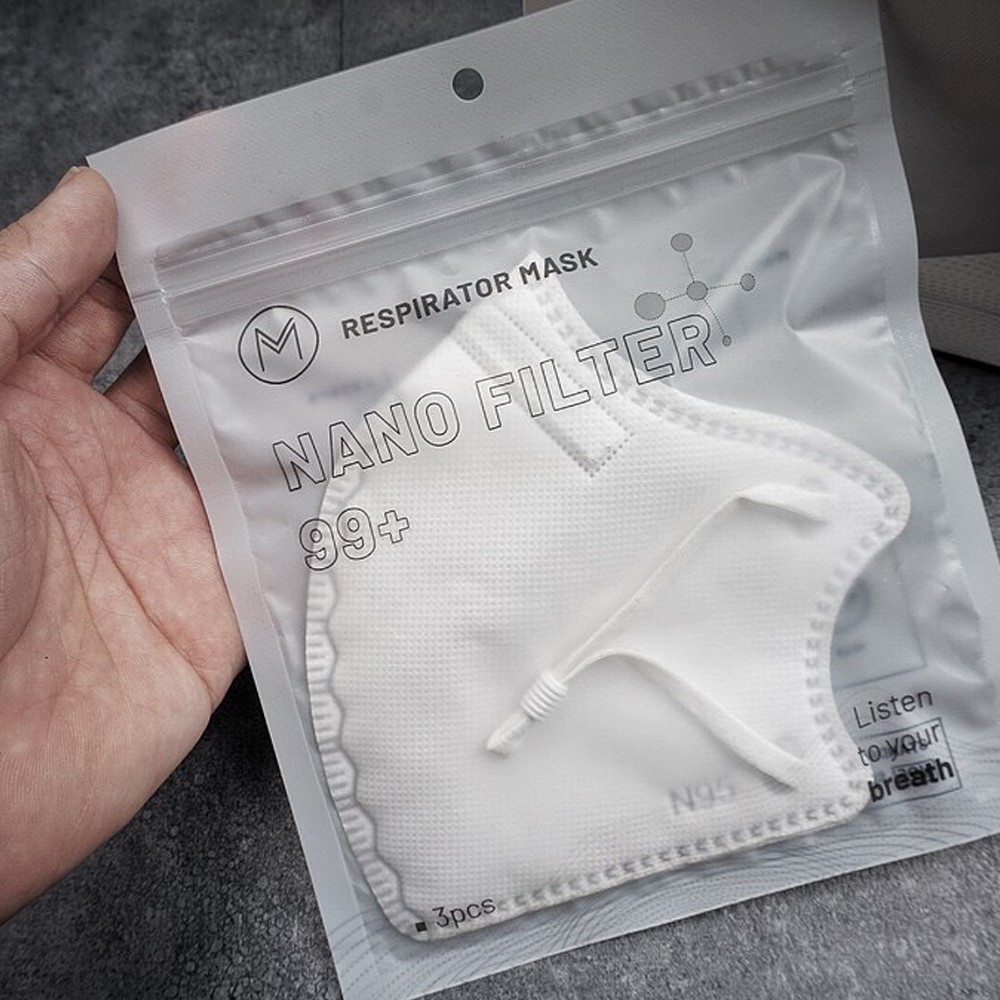 Túi 3 chiếc khẩu trang N99 Mona Mask 6 lớp ngăn 99% bụi siêu mịn kháng khuẩn cao cấp