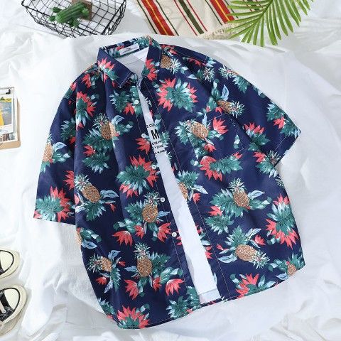 Hawaiian beach shirt short sleeve plus size shirt flower shirt shirt shirt jacket