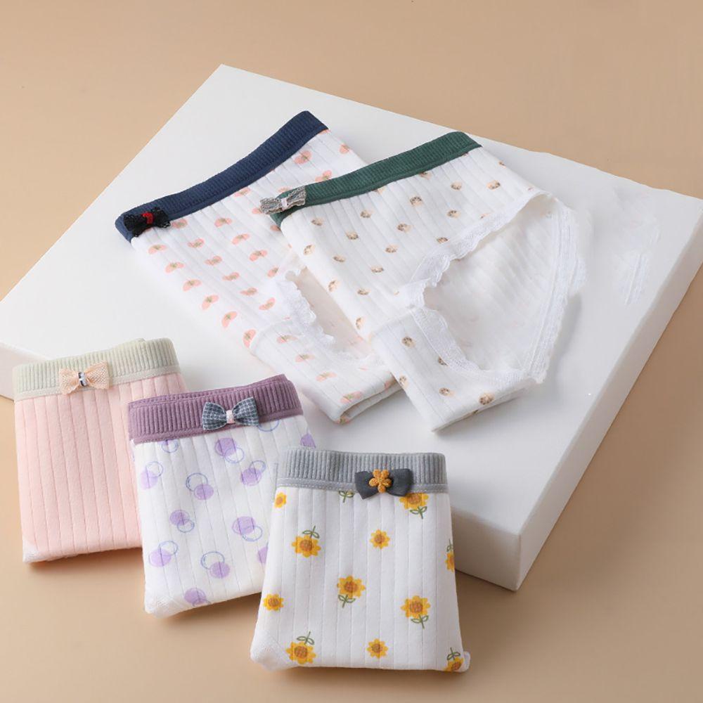 OCEANMAP Quần Lót Cotton Lưng Vừa Họa Tiết Hoa Dễ Thương Cho Nữ