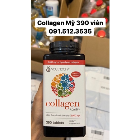 Collagen Mỹ 390 Viên, Collagen Youtheory Viên Uống Đẹp Da, Chống Lão Hoá DATE 2024