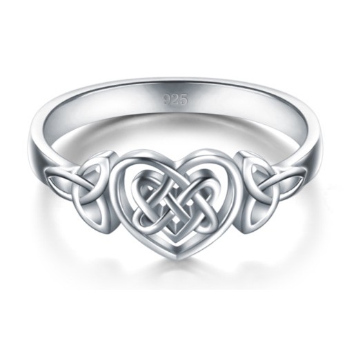 Nhẫn Mạ Bạc 925 Đính Đá Hình Trái Tim Phong Cách Âu Mỹ