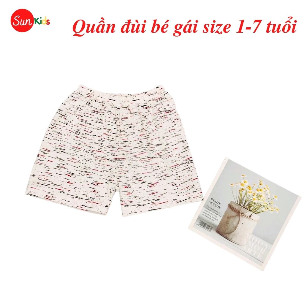 Quần đùi bé gái SUNKIDS, quần đùi cho bé chất cotton mềm mát, size 1-7 tuổi, nhiều màu