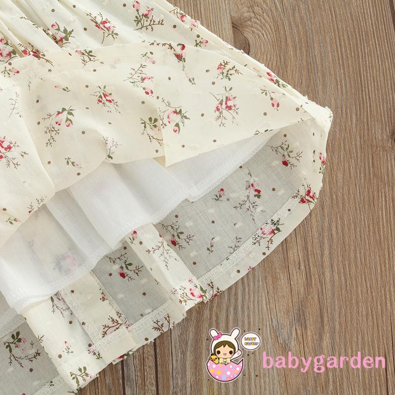 Đầm Chữ A Cổ Vuông Cài Nút Xuống Hình Hoa Thời Trang Cho Bé Gái 6 Tháng - 4 Tuổi