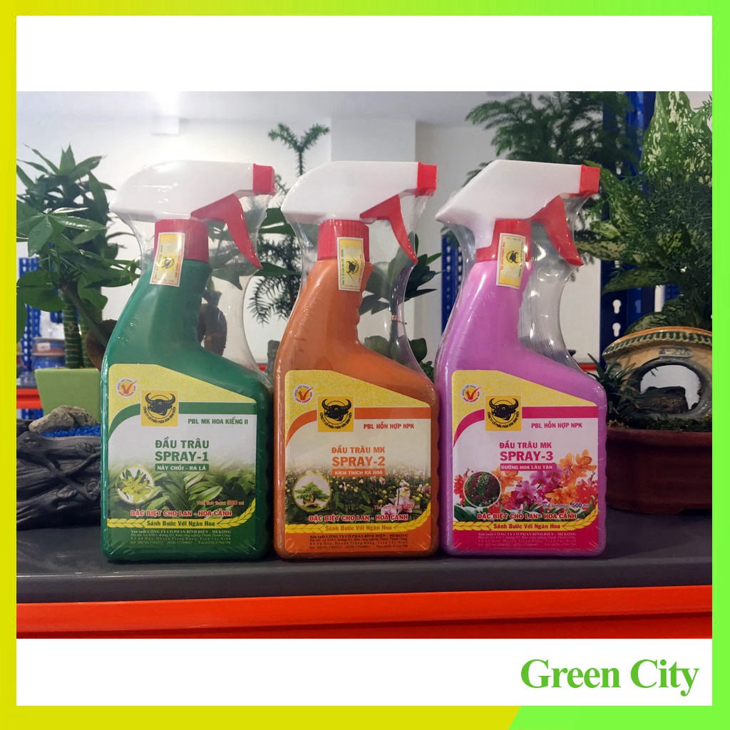 Phân bón lá đầu trâu dạng xịt chai 500ml chuyên cho lan và hoa cảnh - Green City