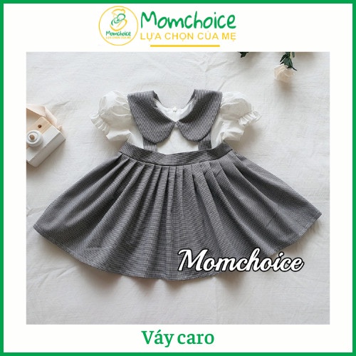 Đầm caro bé gái đẹp❤️ FREESHIP ❤️ Váy trẻ em đen trắng sang lạ chất Thô cotton vân hoa kết hợp thô nến size 5kg - 30kg