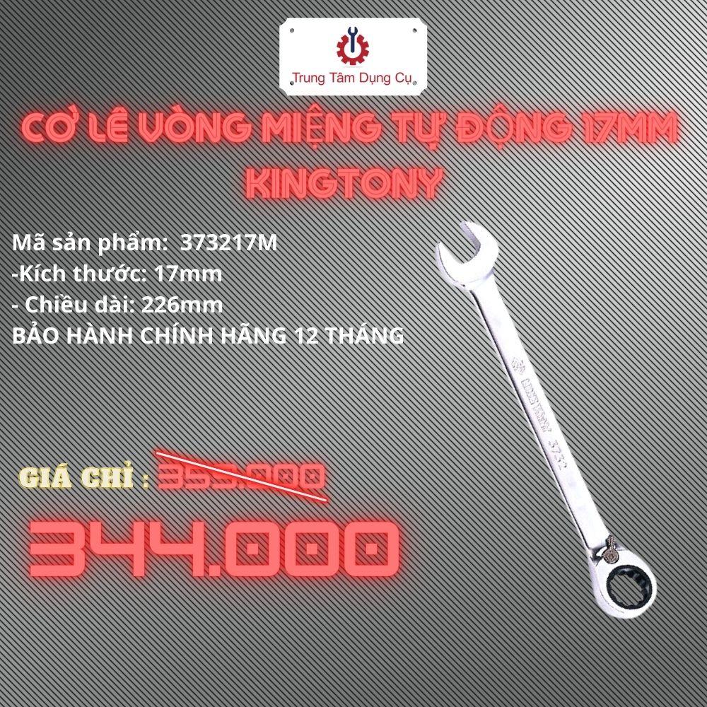 Cờ lê vòng miệng tự động 17mm Kingtony 373217M