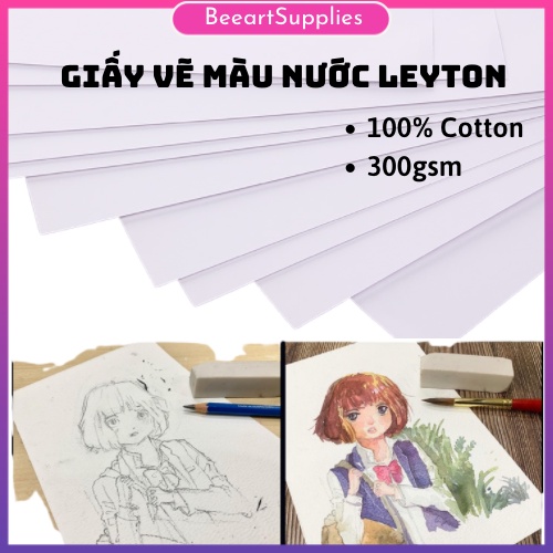 Giấy Vẽ Màu Nước Leyton 100% Cotton 300gsm phù hợp vẽ màu nước maker chì nước