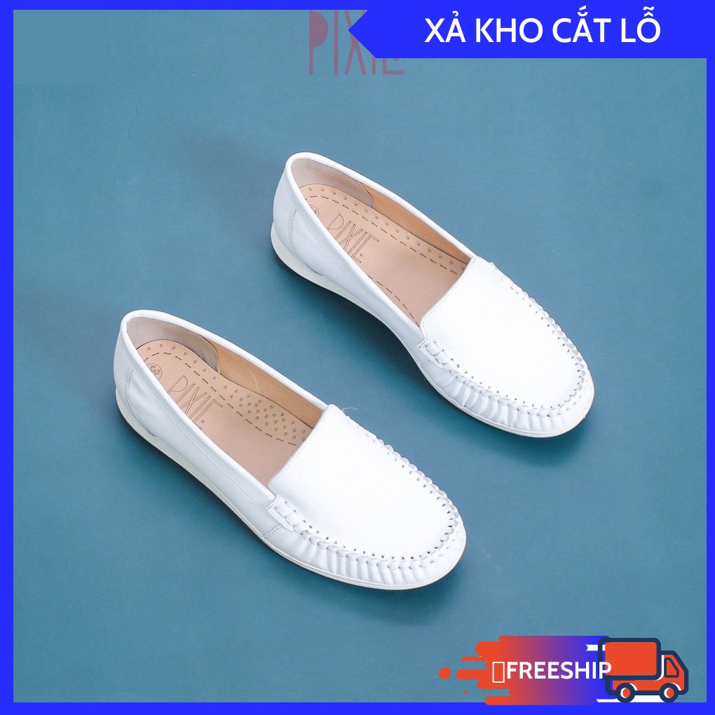 [THANH LÝ] Giày Mọi Moccasin Da Bò Thật Đế Cao Su Pixie X482 Xả Lỗ Vốn