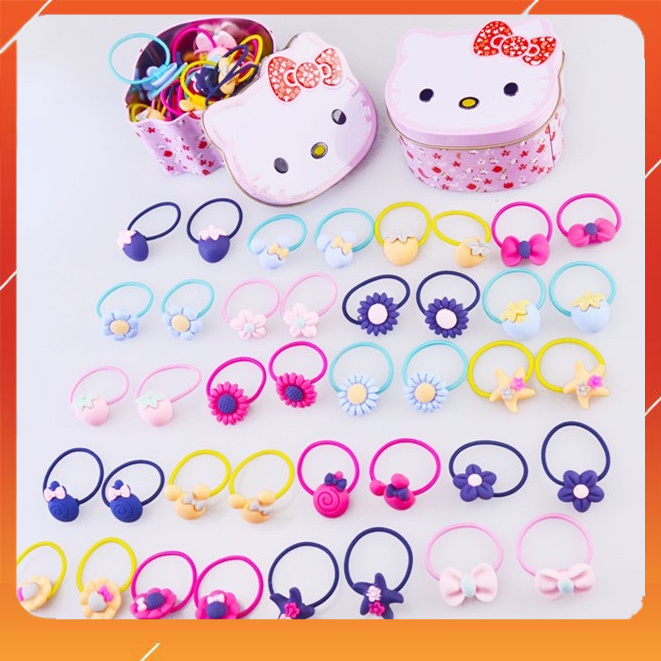 Hộp 40 Dây Buộc Tóc kitty cho bé