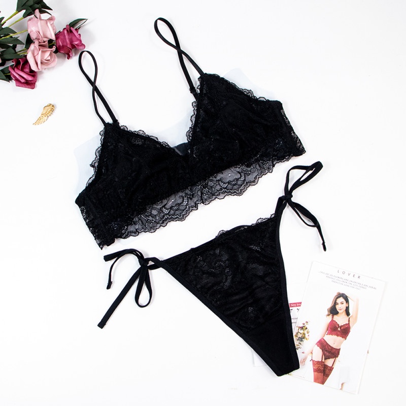 Set bra+quần lót thong tam giác Varsbaby D322 + N130 ren mềm mịn kiểu Pháp
