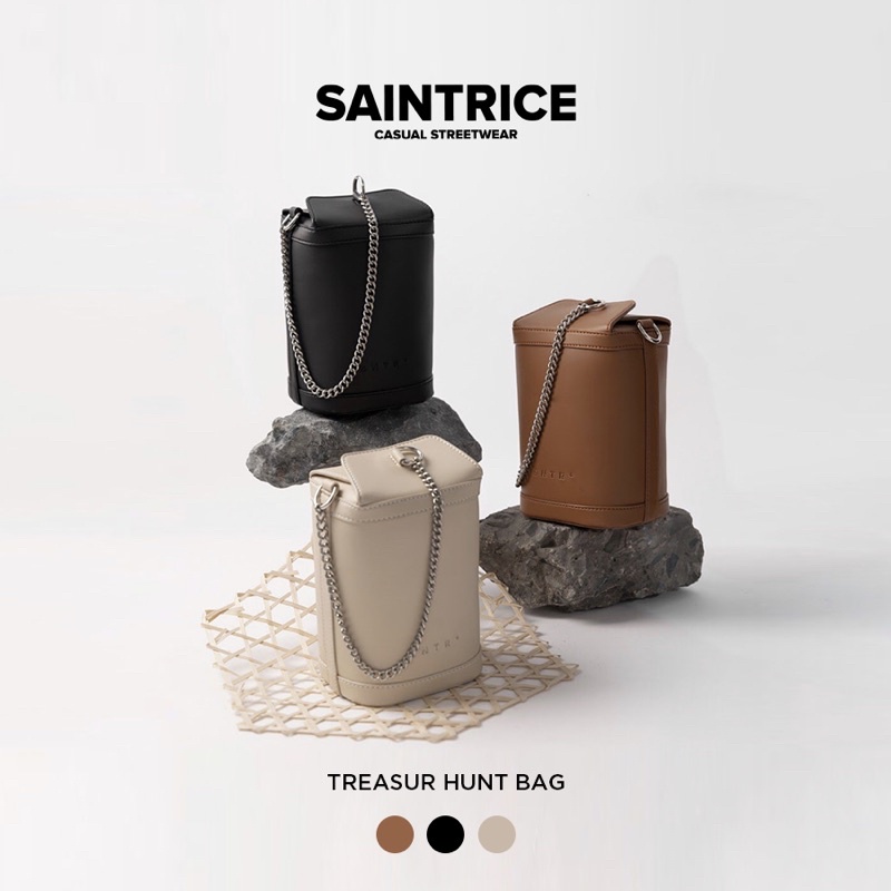 Túi hộp màu đen be nâu Saintrice