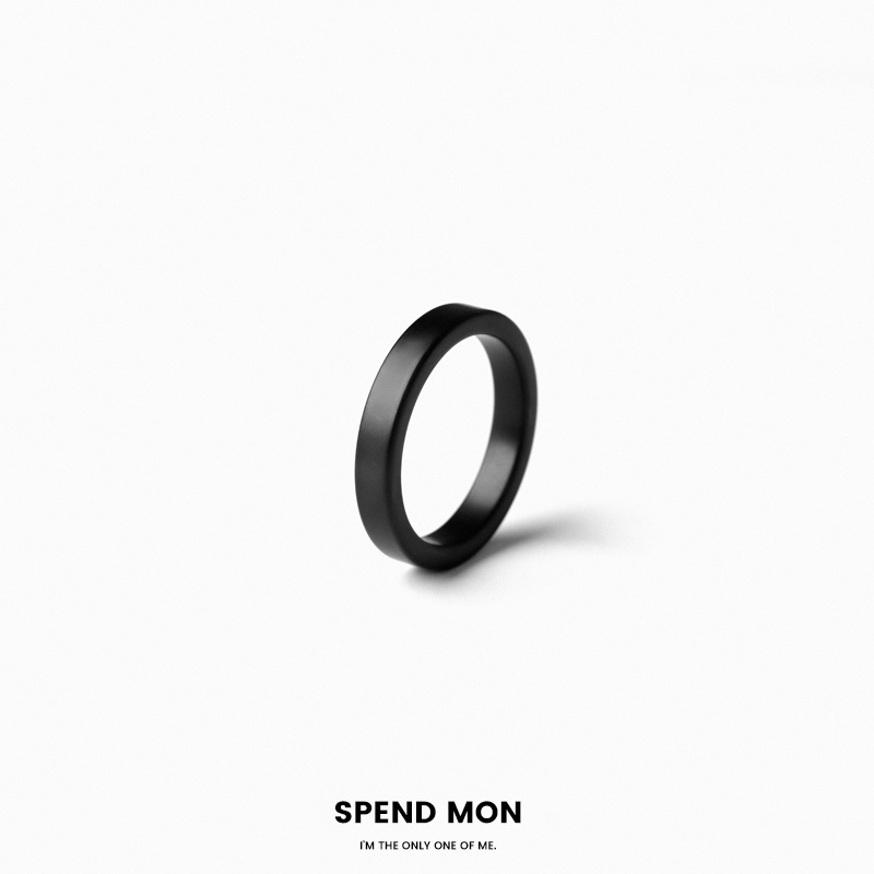 Nhẫn nam nữ SAZ trơn bản nhỏ màu đen thời trang chất Titan đẹp đơn giản không gỉ - Nhẫn Less Ring