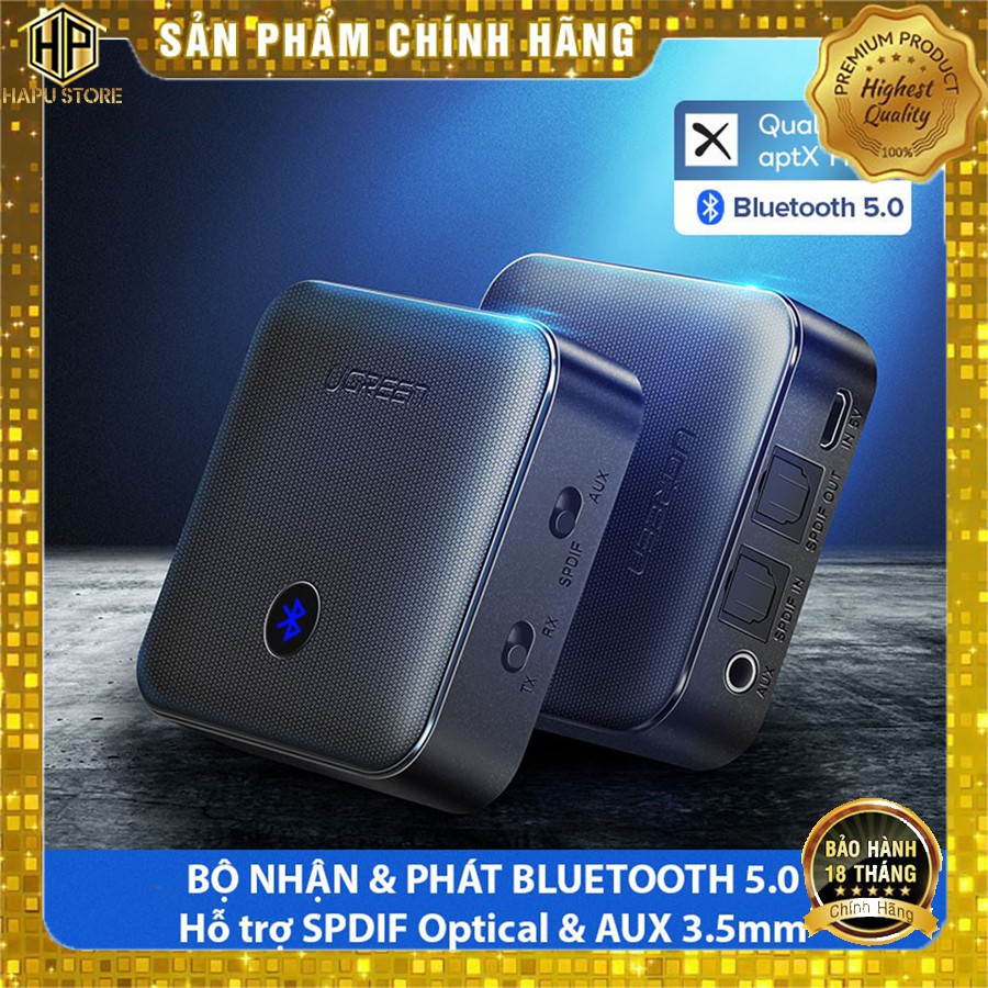 Bộ thu phát Bluetooth 5.0 hỗ trợ APTX Ugreen 70158 cao cấp - Hapustore