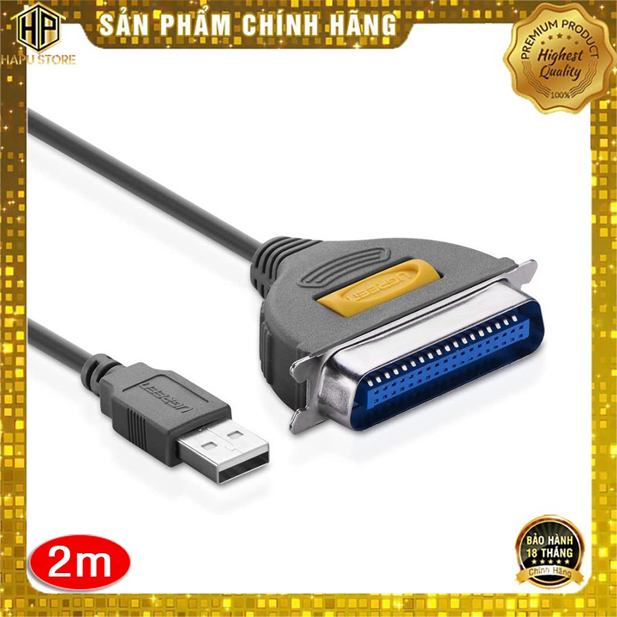 Cáp máy in USB sang IEEE 1284 Parallel Ugreen 20225 dài 2M chính hãng- HapuStore