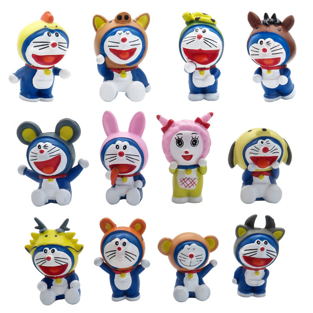 Set 12 Đồ trang trí Đồ Chơi Nhân Vật Hoạt Hình Doraemon Bằng Pvc 123