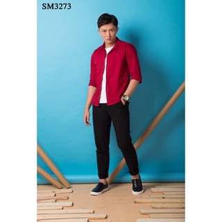 ÁO SƠ MI NAM ĐỎ ĐÔ TRƠN