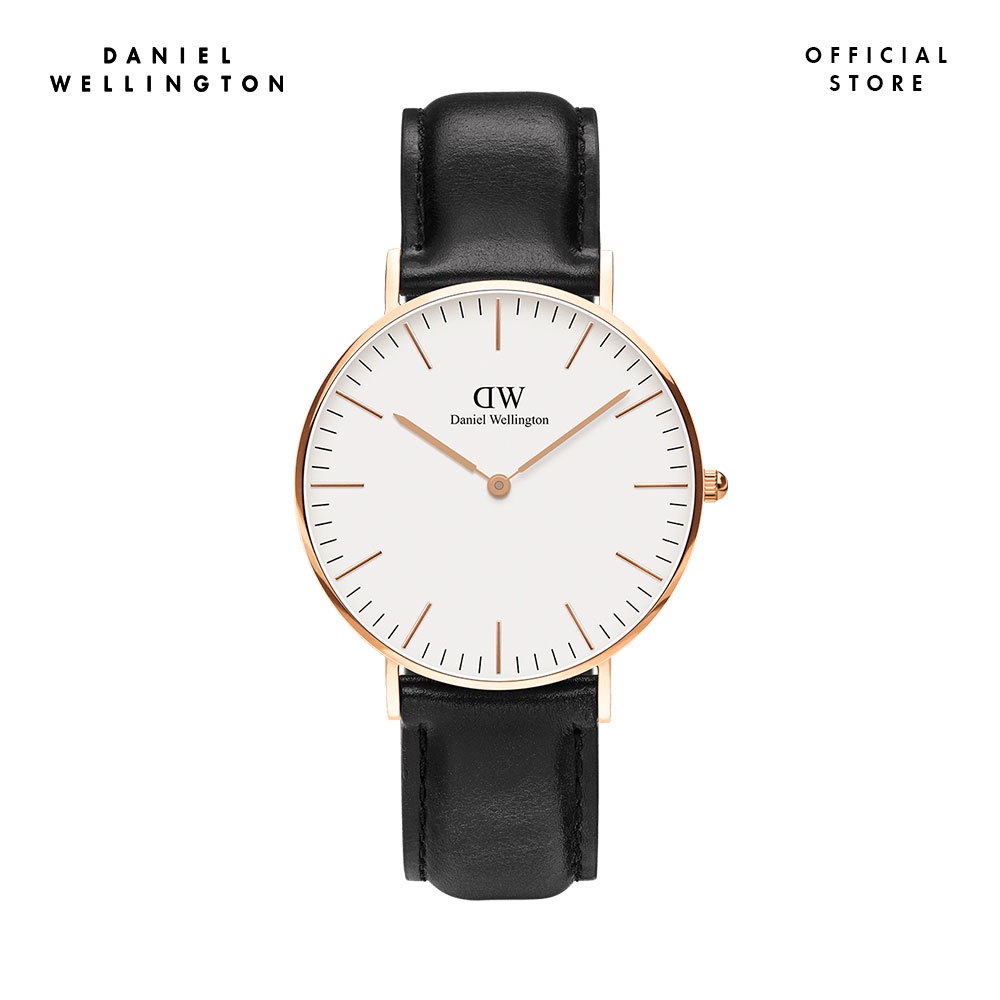 Đồng hồ Nam Daniel Wellington dây da - Classic Sheffield mặt trắng - vỏ vàng hồng