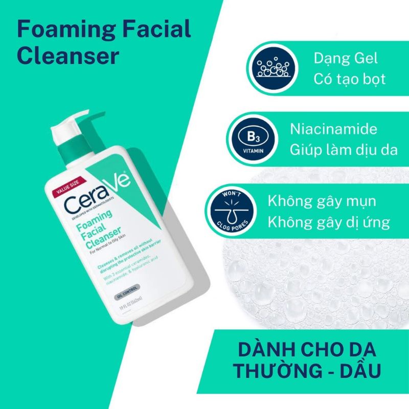 Sữa rửa mặt dịu nhẹ Cerave Hydrating Facial/Foaming/SA Smoothing Cleanser bản Pháp
