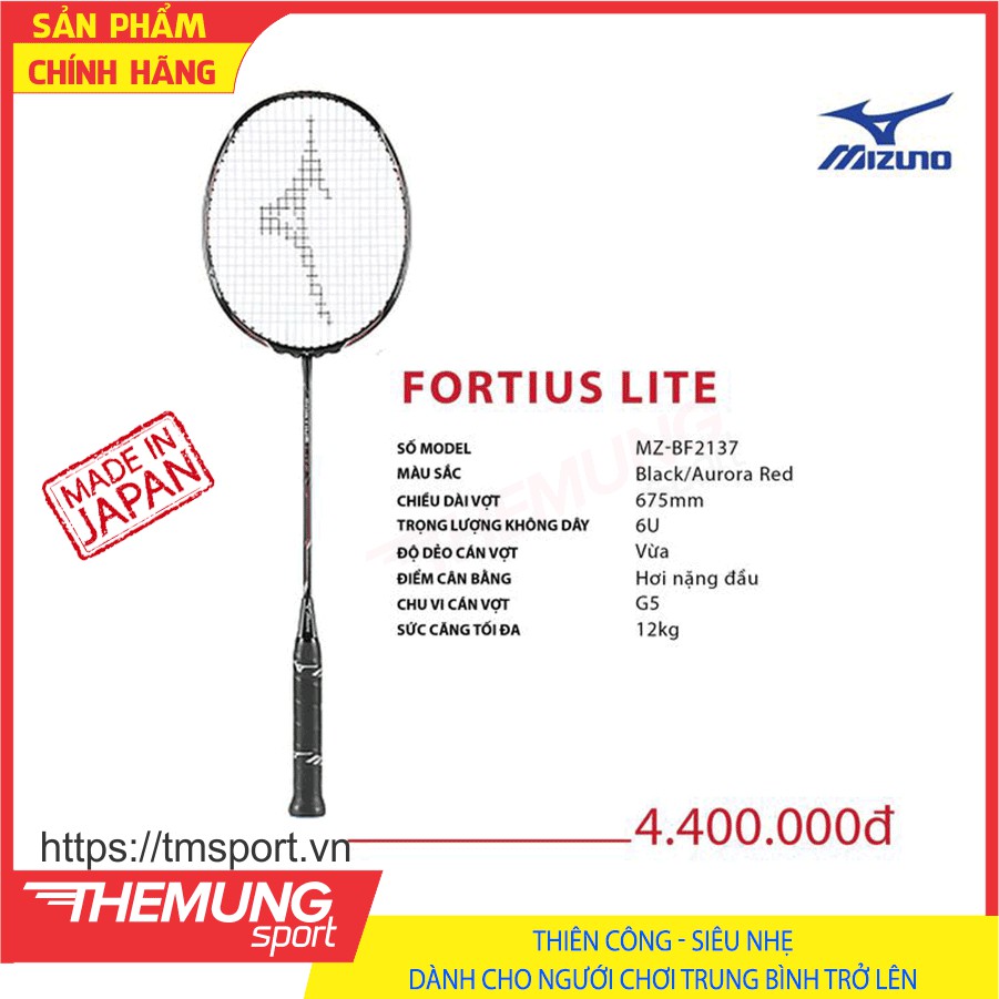 Vợt cầu lông Mizuno Fortius Lite MZ-BF2137 đen đỏ || Thiên Công - Siêu Nhẹ