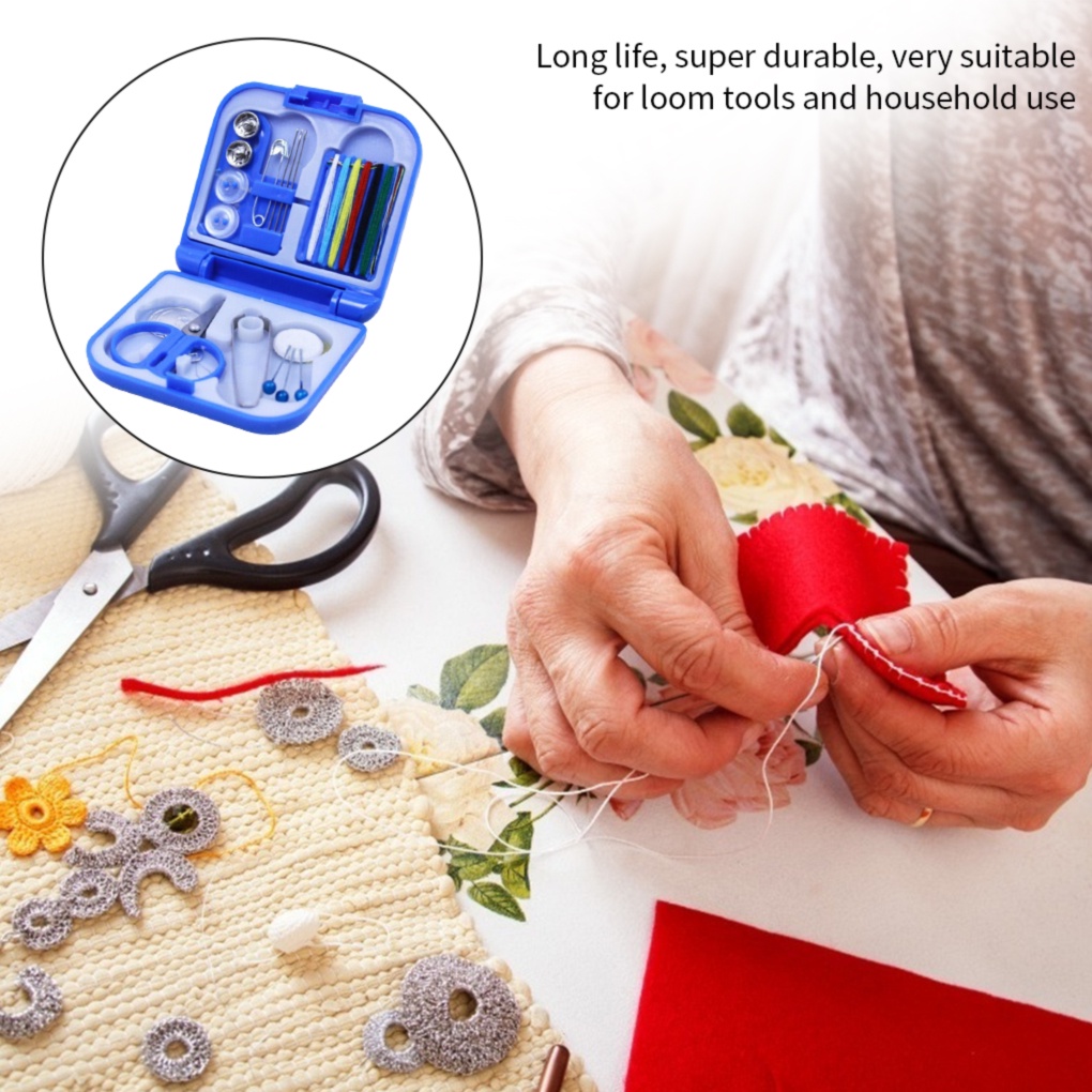 [house]Needles Threads Kit Mini Portable Sewing Tools DIY Scissors Tweezers Pins Buttons Set