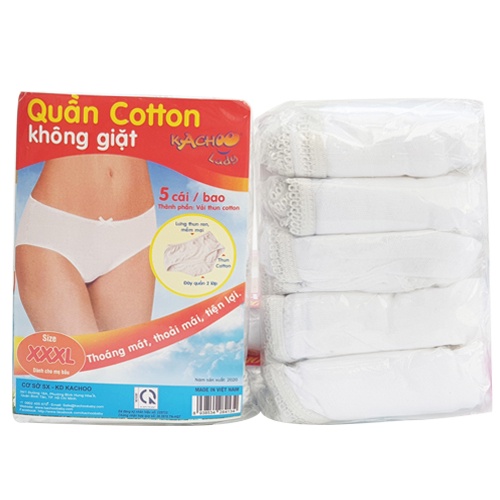 Quần lót cotton XXL (Combo 5 cái) mặc 1 lần ,có thể giặt tái sử dụng, dùng du lịch, mẹ sau sinh hoặc trong những ngày ấy