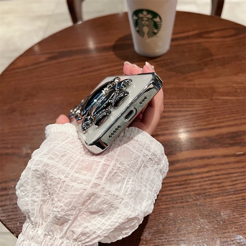 Ốp Điện Thoại Dẻo Mạ Điện Chống Sốc In Hình Phi Hành Gia Có Giá Đỡ Cho iPhone 13 12 11 Pro Max XS Max XR X 8 7 Plus