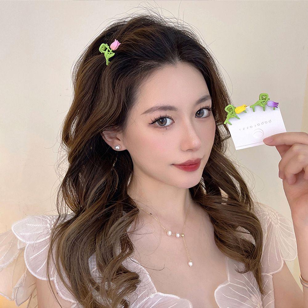 Kẹp Tóc Kim Loại Hình Hoa Tulip / Cá Mập Nhỏ Thời Trang Cho Nữ