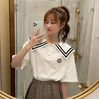 Áo Tay Ngắn Cổ Thủy Thủ Dáng Rộng Thời Trang 2020 Cá Tính
