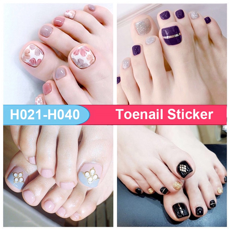 Set 22 miếng dán móng chân nhãn dán 3D thời trang DIY H021-040