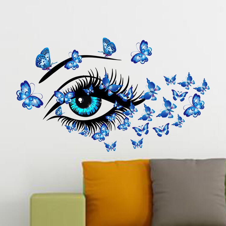 Decal dán kính / tường cao cấp - Mắt Bướm Xanh ( 60x58 )