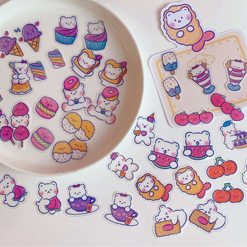 Miếng dán trang trí hình gấu hoạt hình dễ thương DIY