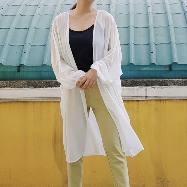 Kimono Tay Chun TRẮNG ĐEN