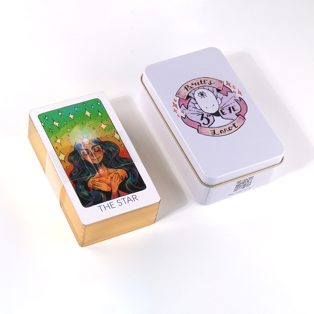 [Mạ Cạnh] Bộ Bài Britt's Third Eye Tarot Hộp Thiếc Mạ Cạnh Vàng 78 Lá Tặng Link Tiếng Việt Và Đá Thanh Tẩy TH184