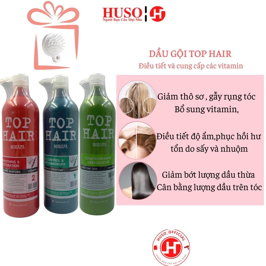 Dầu gội - xả TOP HAIR MOBAFA phục hồi mềm mượt thơm lâu ngăn gầu ngứa  750ml - HUSO